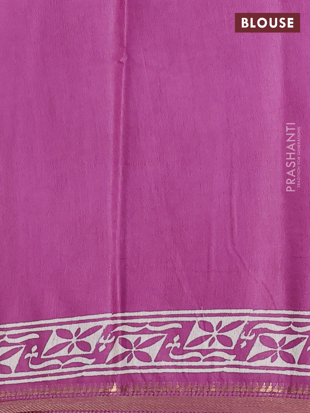 Semi bhagalpuri saree purple with allover prints and zari woven border - Image 4
