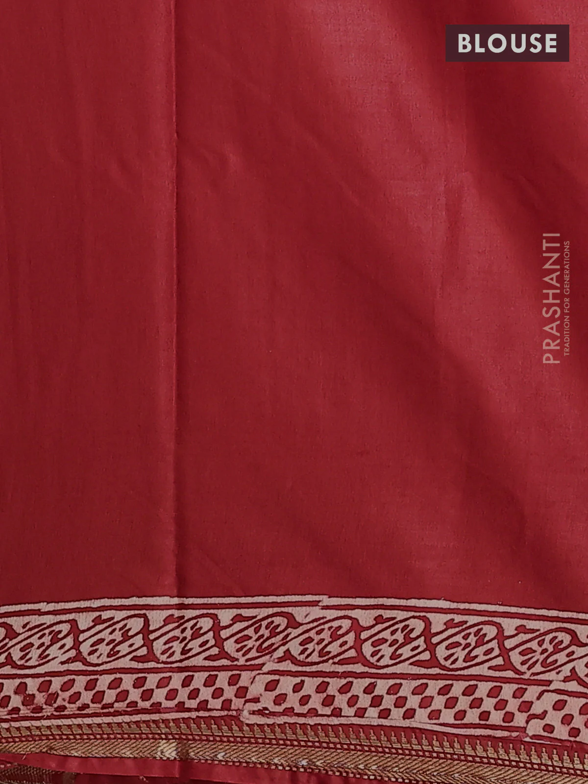 Semi bhagalpuri saree red with allover prints and zari woven border - Image 4