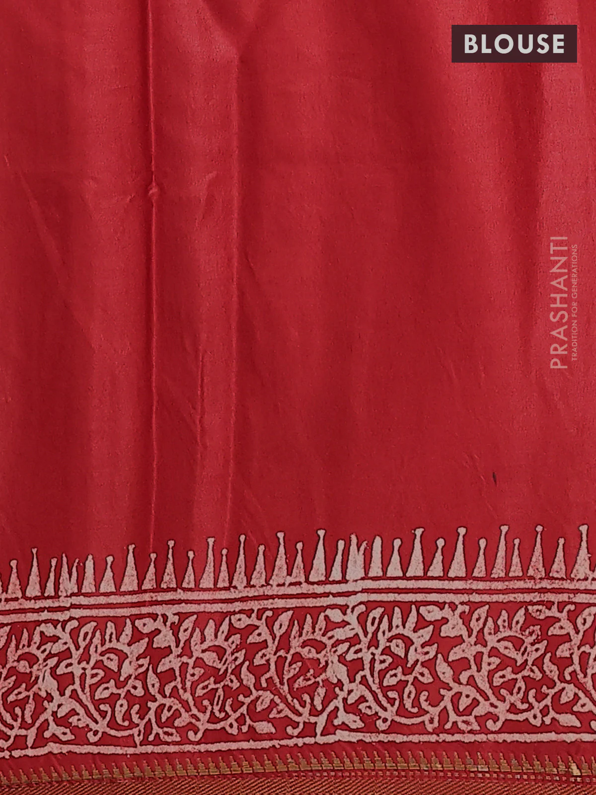 Semi bhagalpuri saree red with allover prints and zari woven border - Image 4