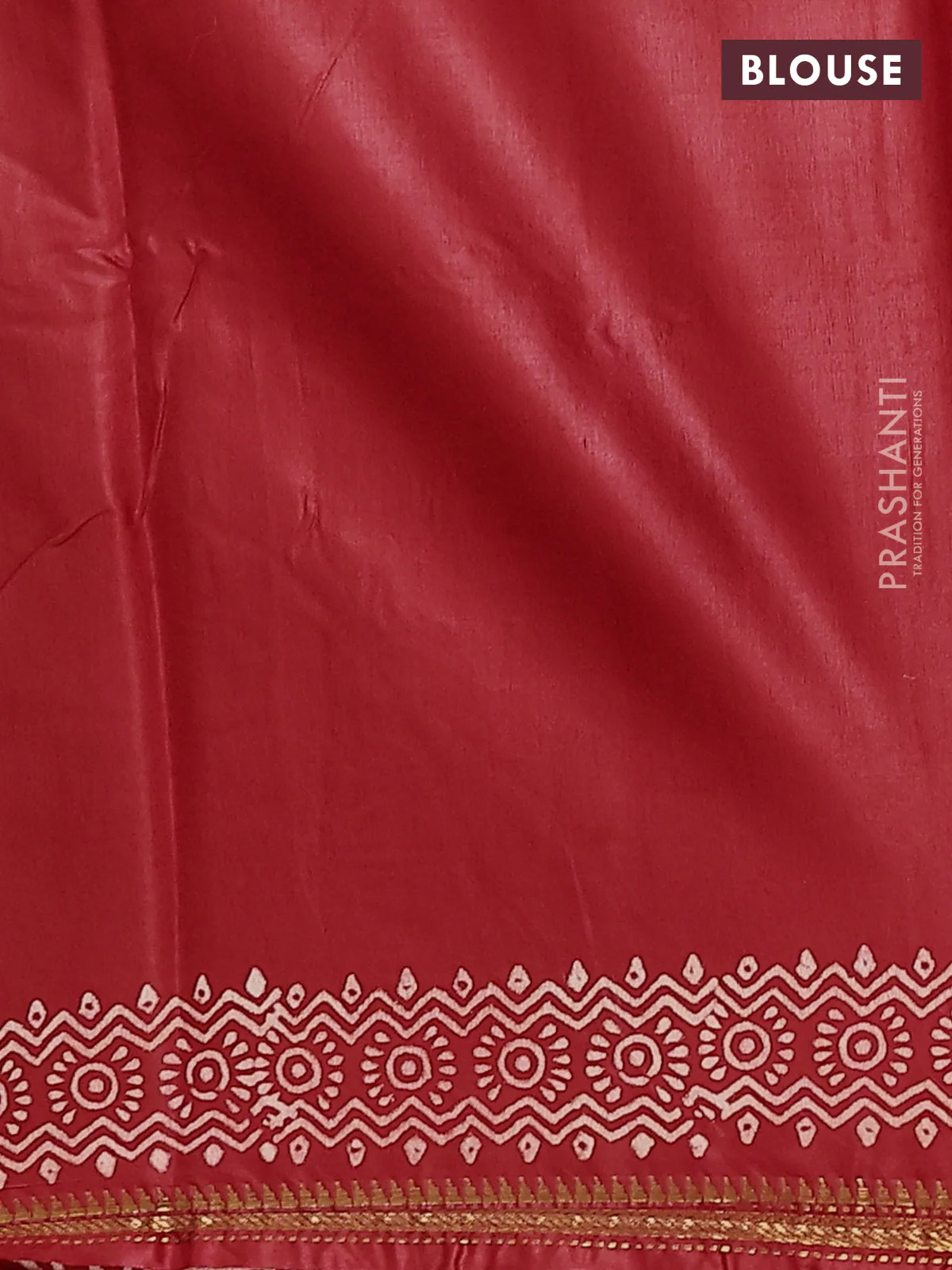 Semi bhagalpuri saree red with allover prints and zari woven border - Image 4