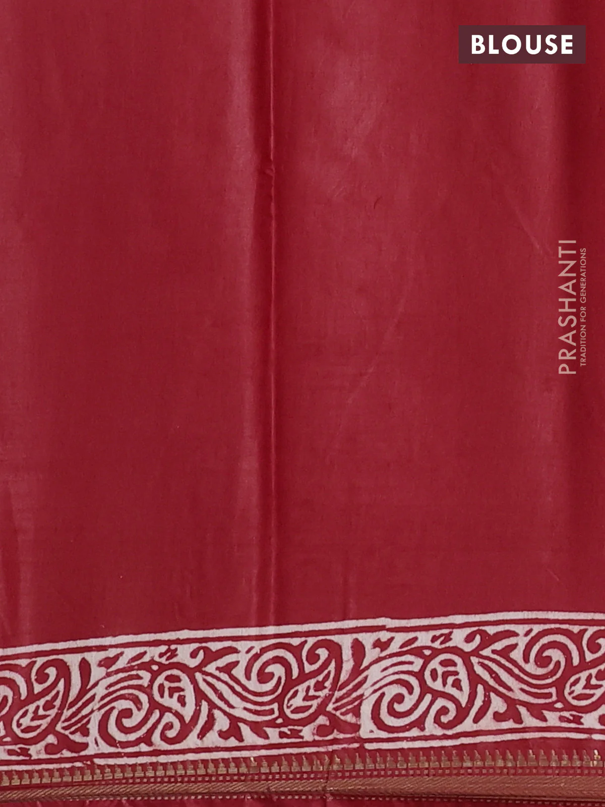 Semi bhagalpuri saree red with allover prints and zari woven border - Image 4