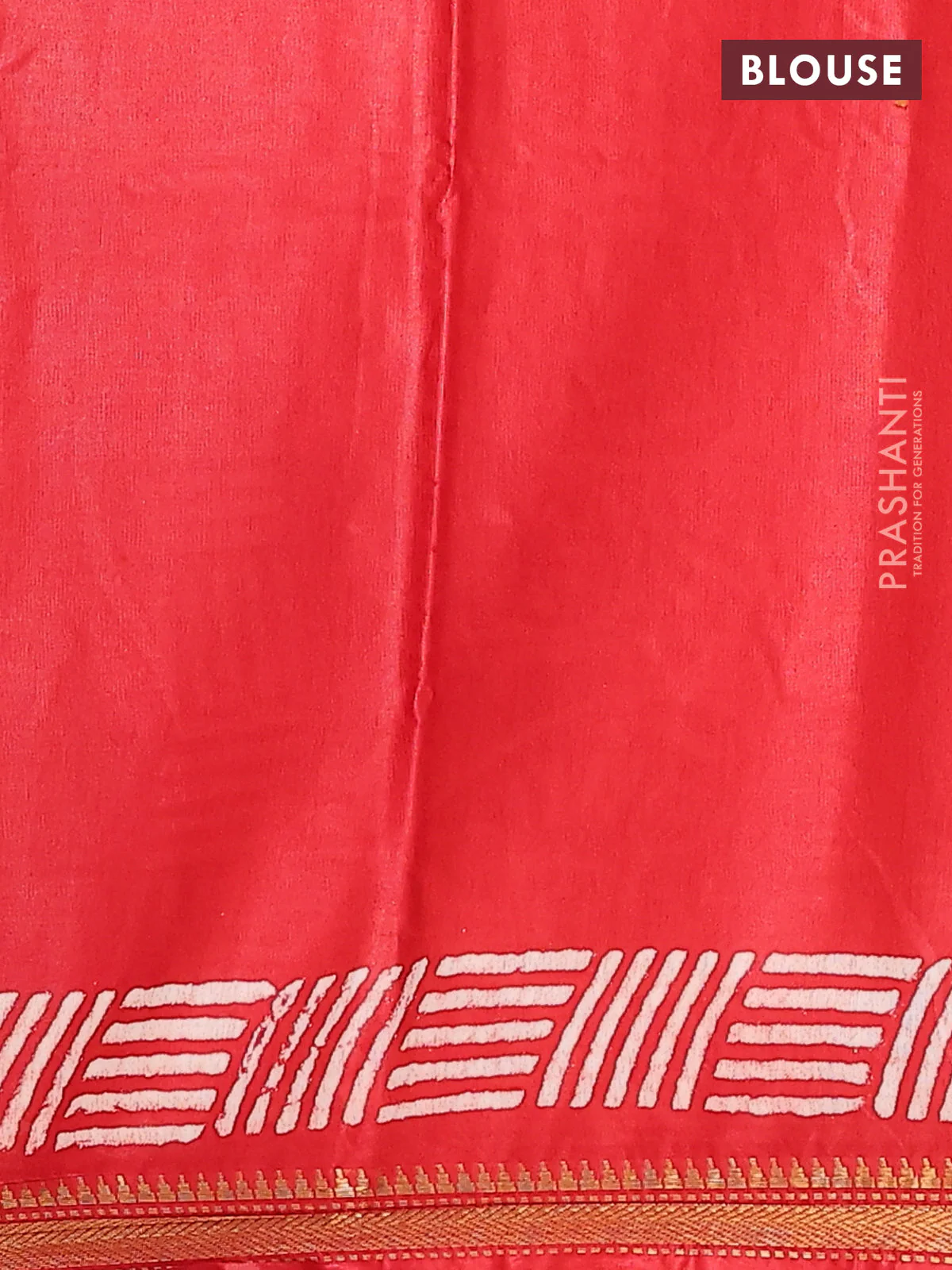Semi bhagalpuri saree red with allover prints and zari woven border - Image 4