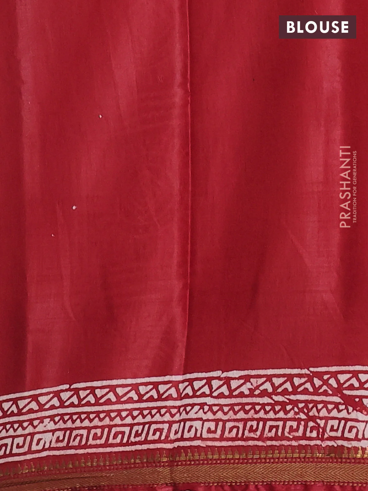 Semi bhagalpuri saree red with allover prints and zari woven border - Image 4
