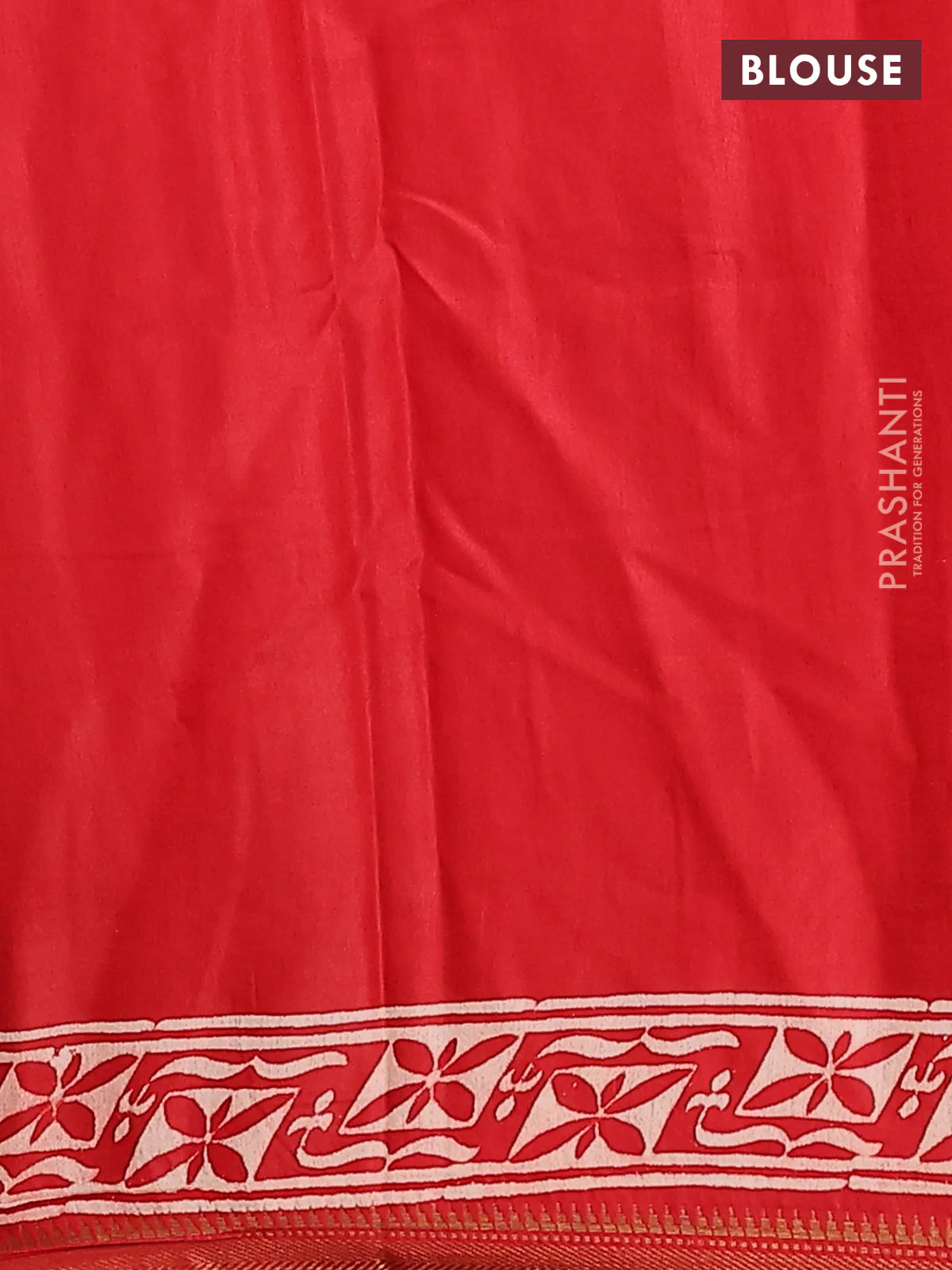 Semi bhagalpuri saree red with allover prints and zari woven border - Image 4