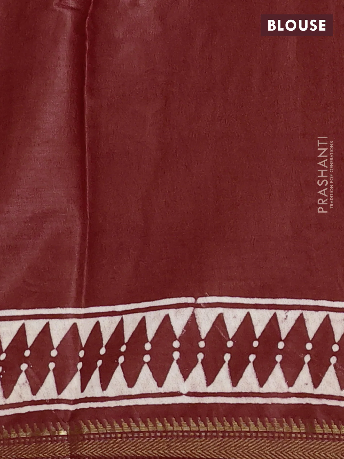 Semi bhagalpuri saree rust with allover prints and zari woven border - Image 4