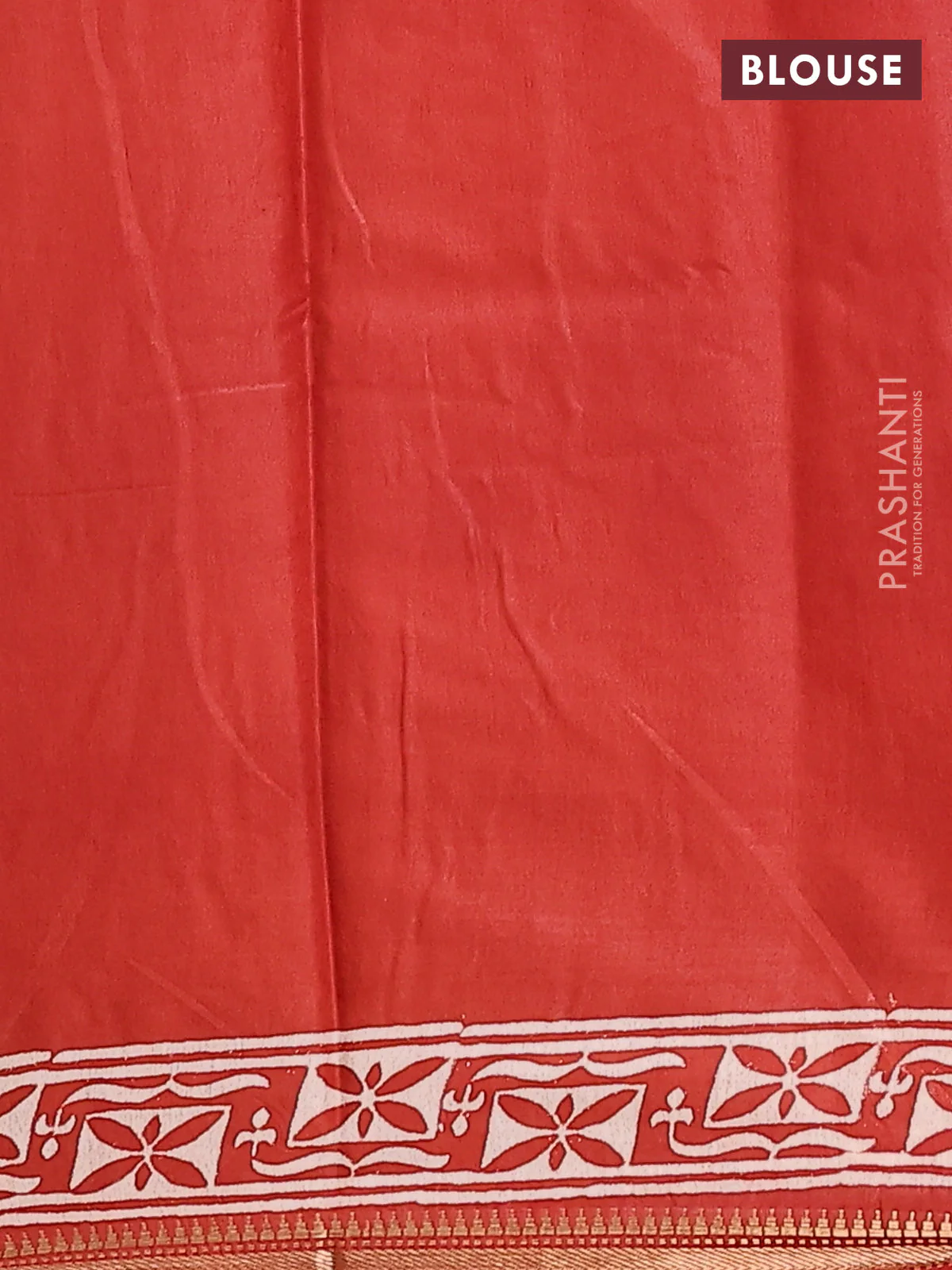 Semi bhagalpuri saree rust with allover prints and zari woven border - Image 4