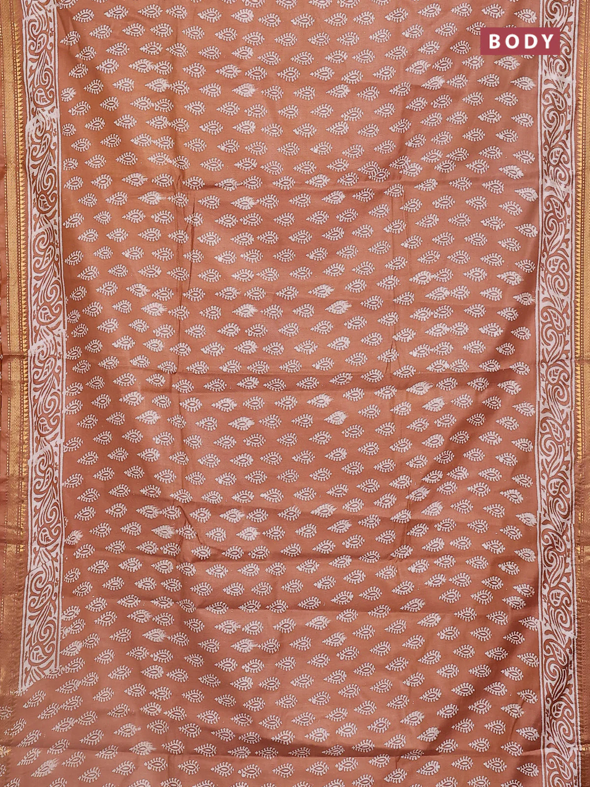 Semi bhagalpuri saree sandal with allover prints and zari woven border - Image 2