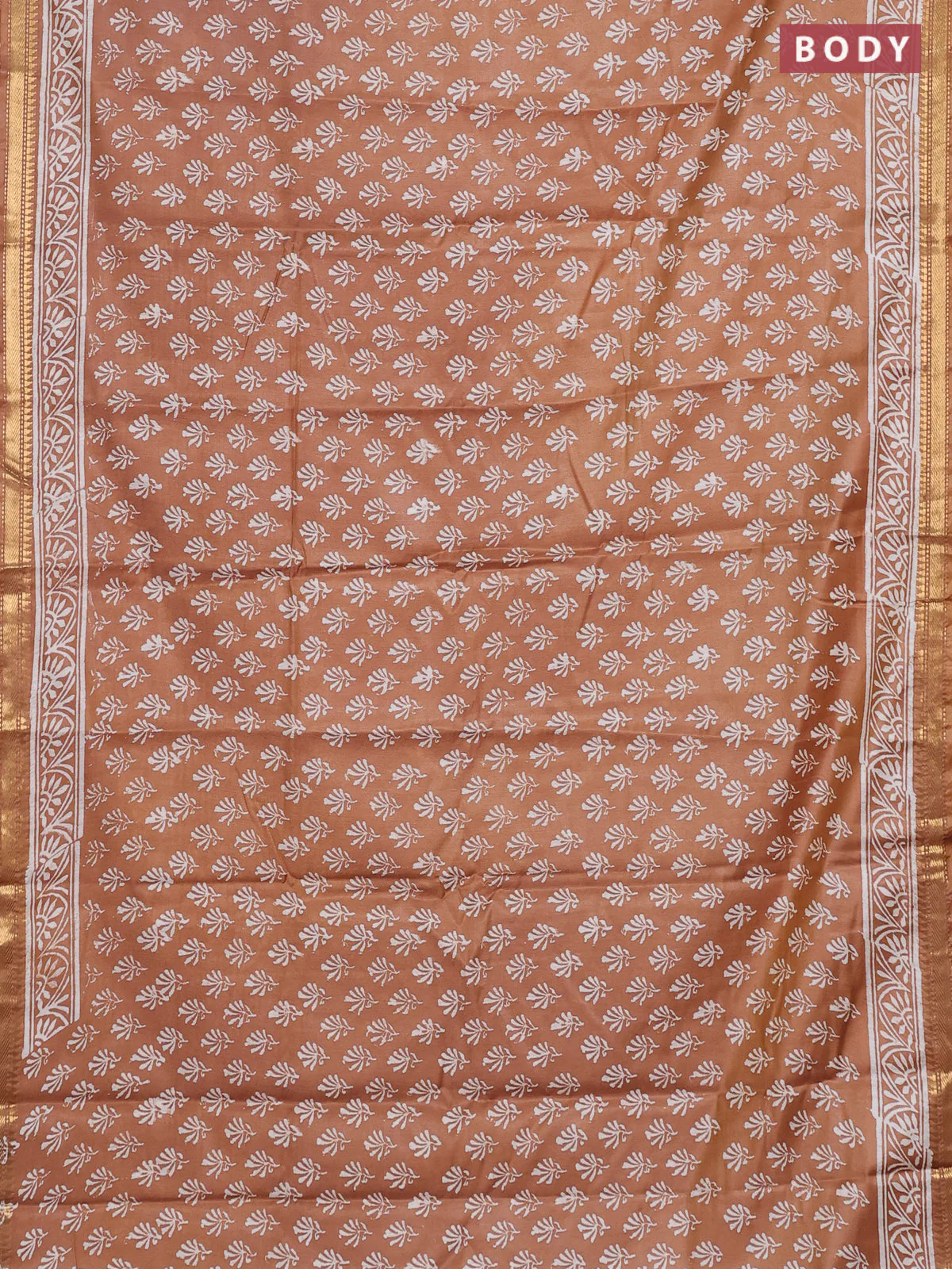 Semi bhagalpuri saree sandal with allover prints and zari woven border - Image 2