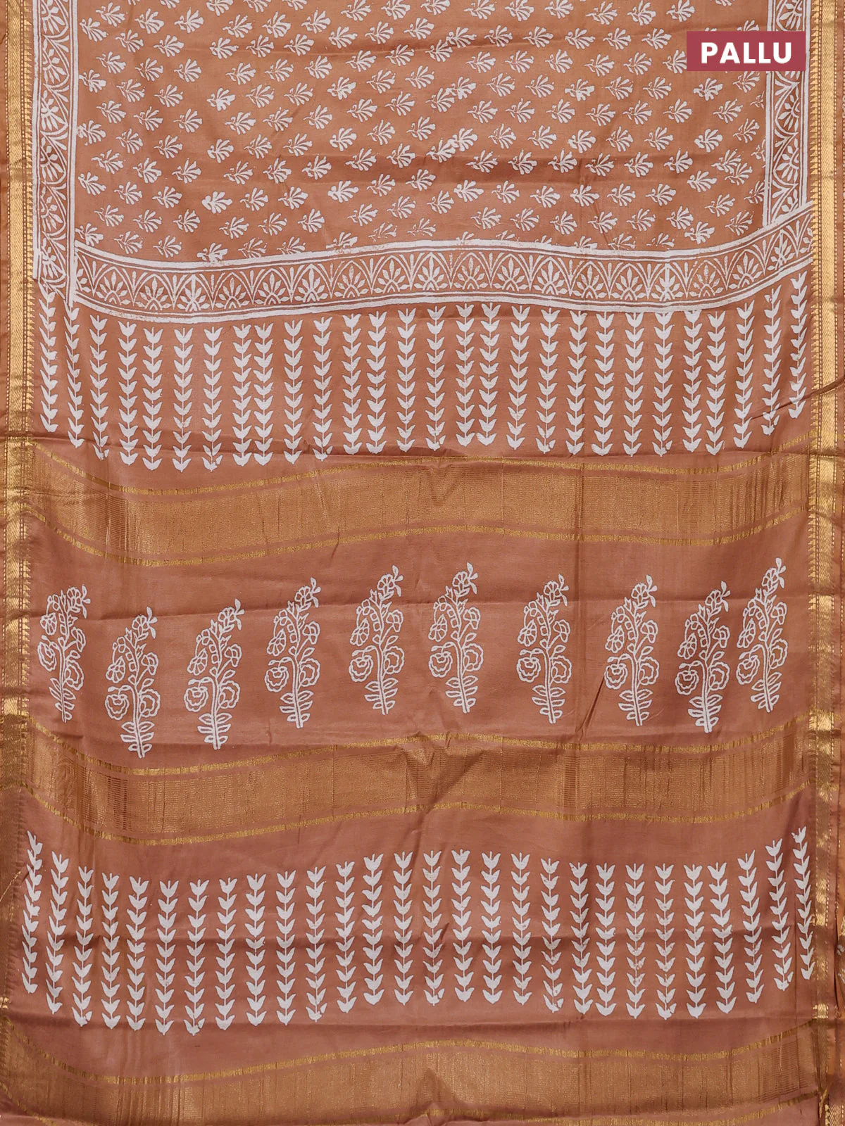 Semi bhagalpuri saree sandal with allover prints and zari woven border - Image 3
