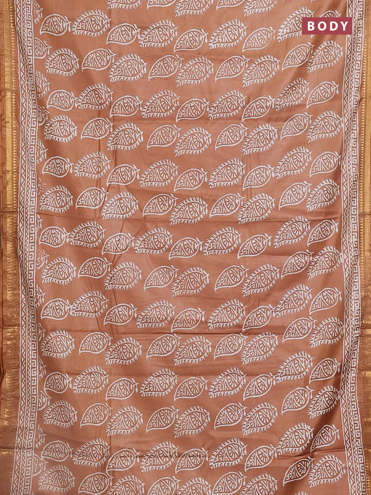 Semi bhagalpuri saree sandal with allover prints and zari woven border - Image 2