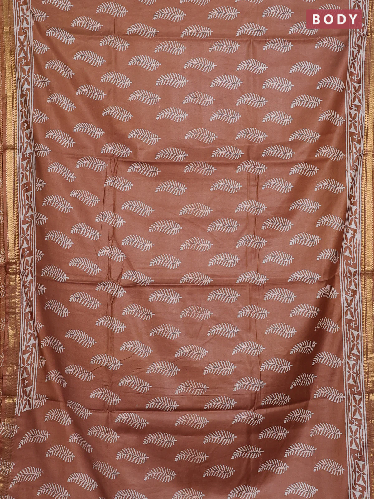 Semi bhagalpuri saree sandal with allover prints and zari woven border - Image 2
