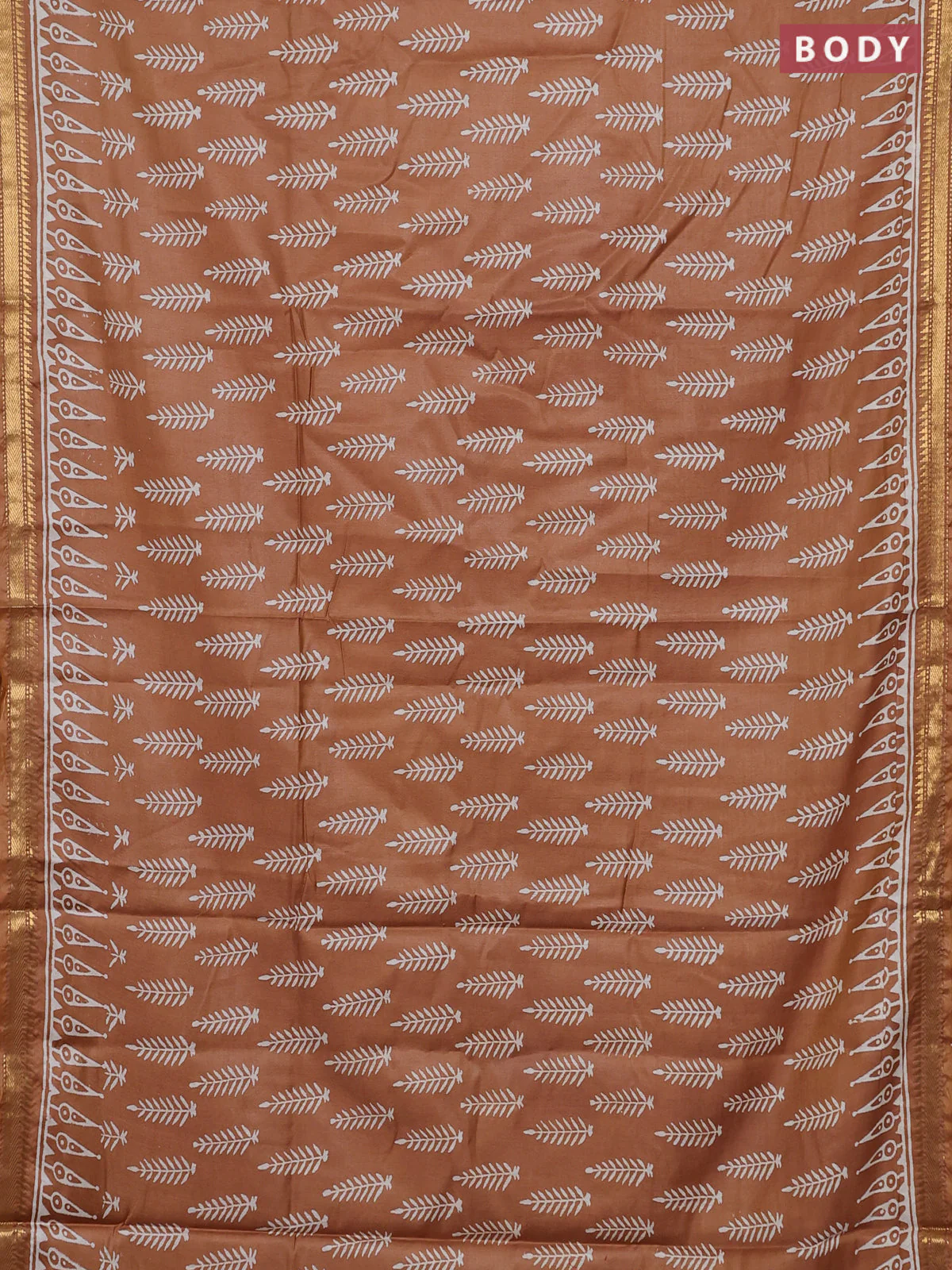 Semi bhagalpuri saree sandal with allover prints and zari woven border - Image 2