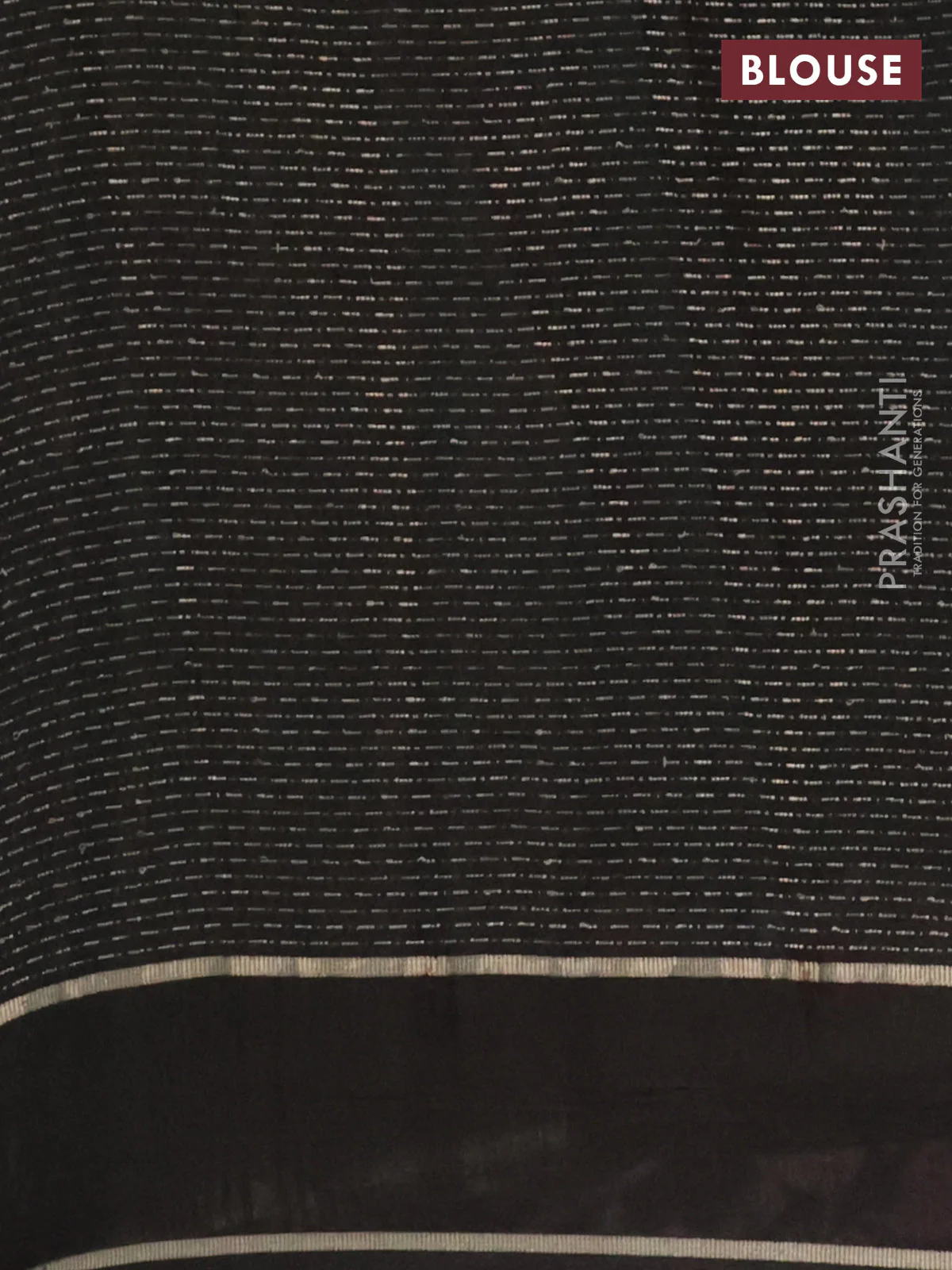 Semi chanderi saree black with allover zari weaves and floral embroidery border - Image 4