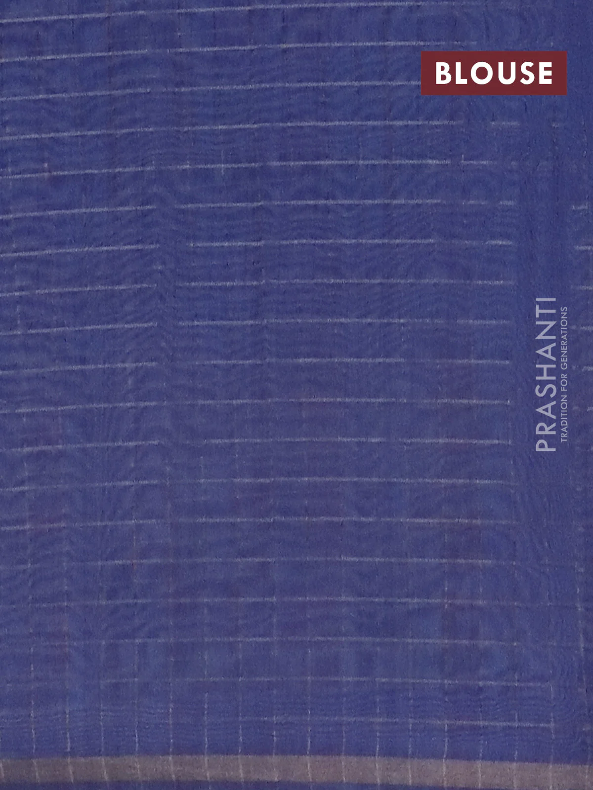 Semi chanderi saree blue and beige with allover zari woven checked pattern & bandhani prints and printed pallu - Image 4