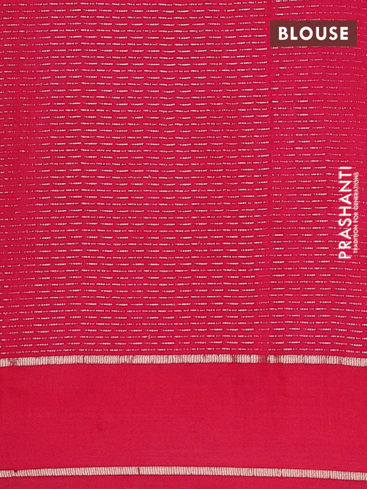 Semi chanderi saree blue and pink with allover zari weaves and embroidery zari border - Image 4