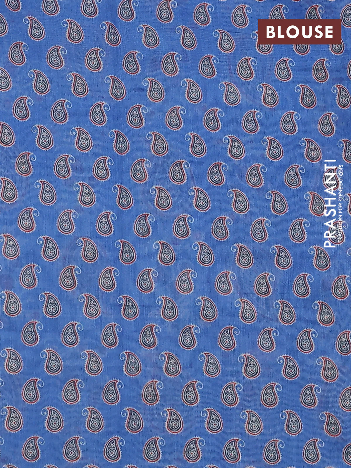 Semi chanderi saree blue with allover prints and embroidery pallu - Image 3