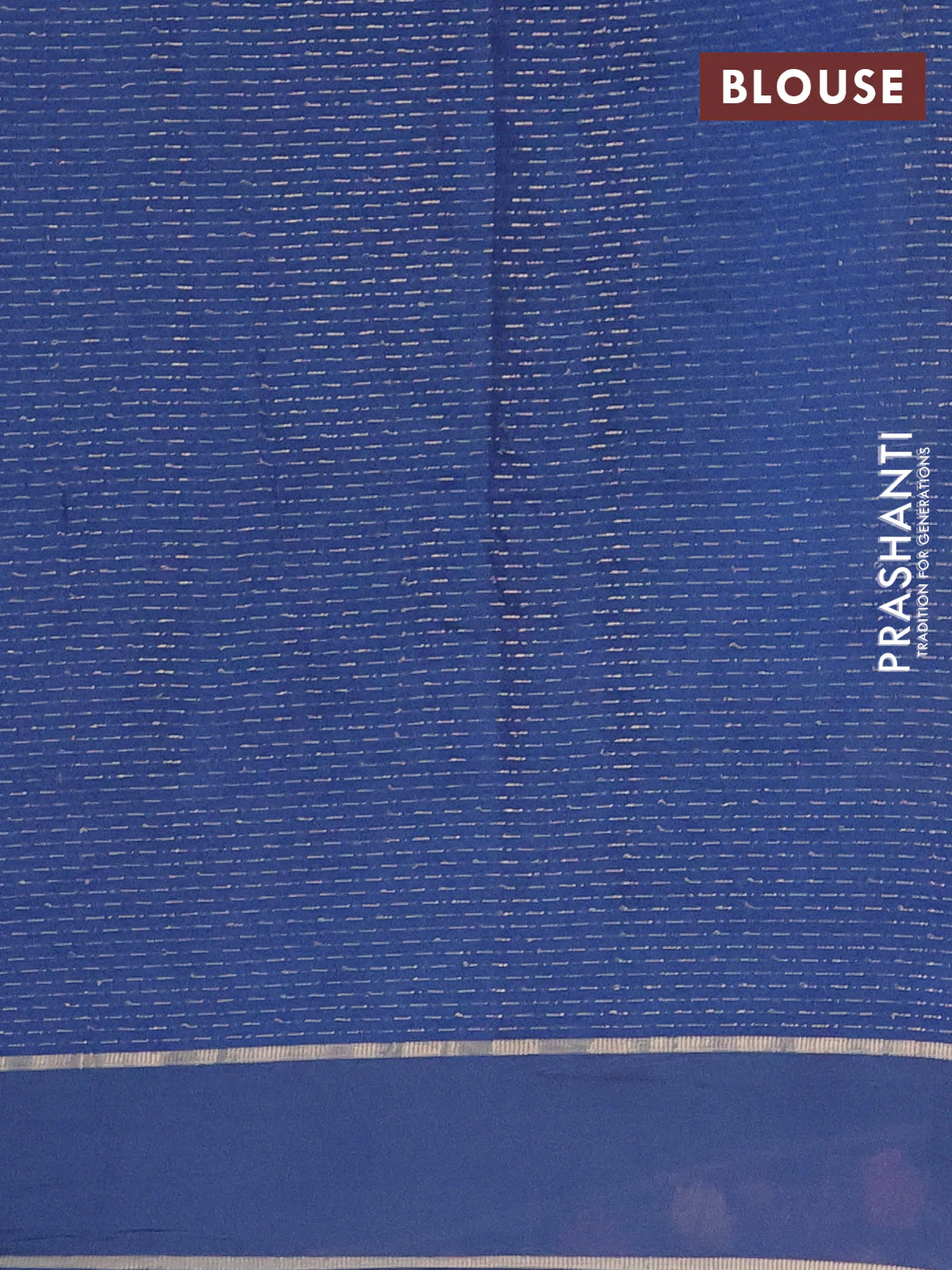 Semi chanderi saree blue with allover zari weaves and floral embroidery border - Image 4