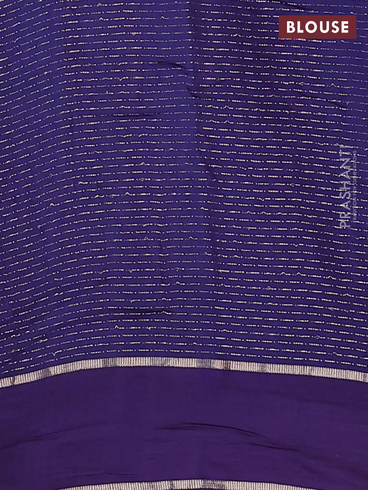 Semi chanderi saree blue with allover zari weaves and floral embroidery border - Image 4