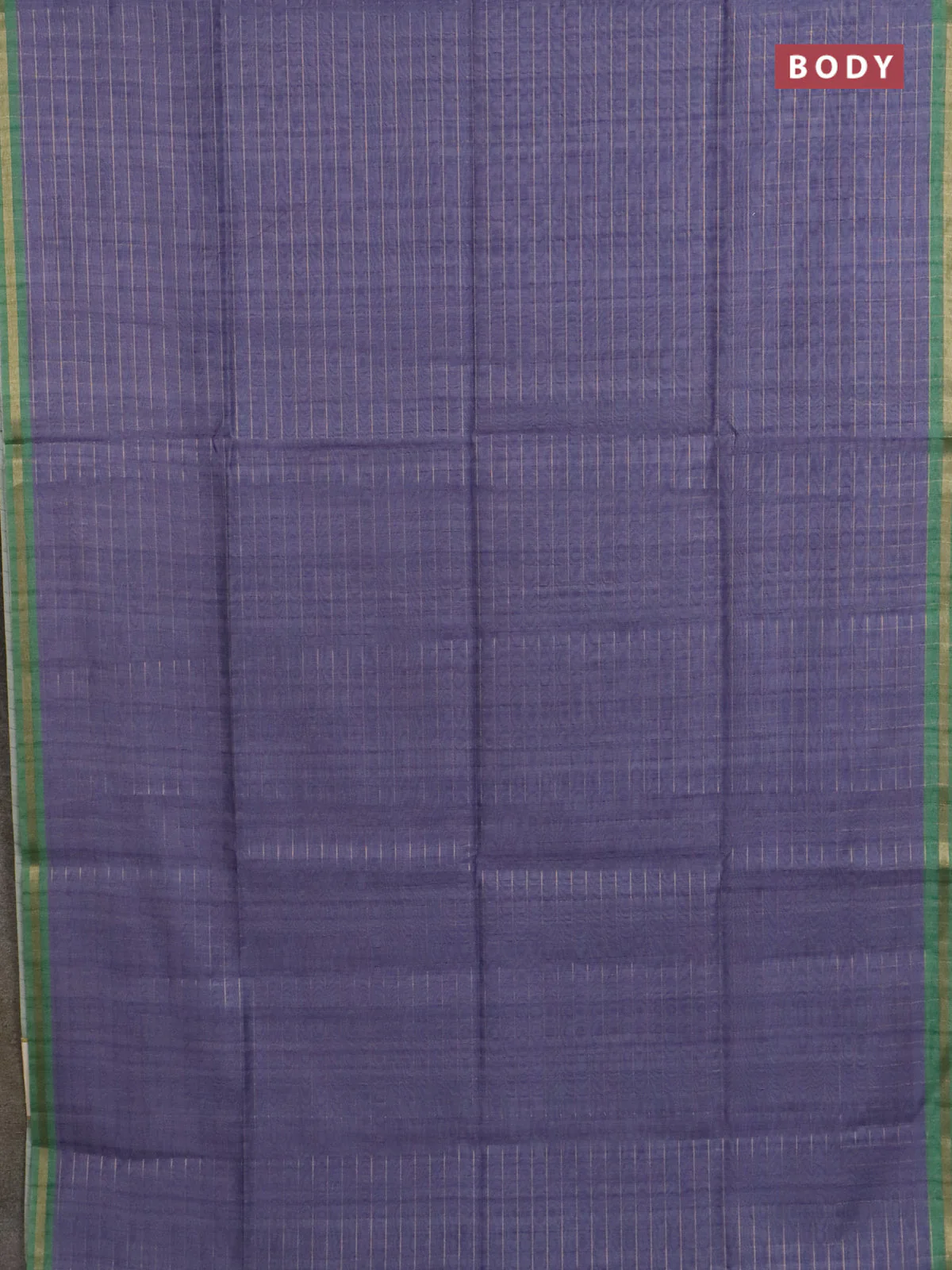 Semi chanderi saree bluish grey and green with allover zari woven checked pattern and kalamkari printed pallu - Image 2