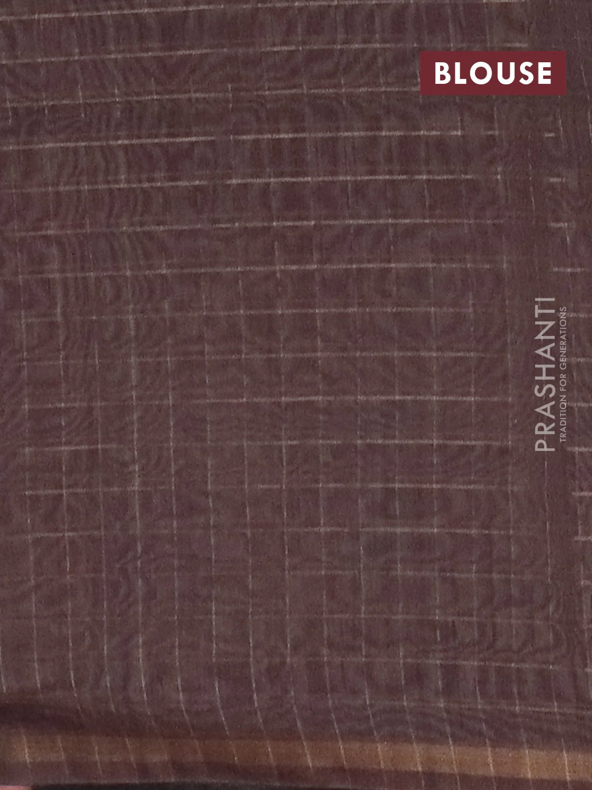 Semi chanderi saree brown and beige with allover zari woven checked pattern & bandhani prints and printed pallu - Image 4