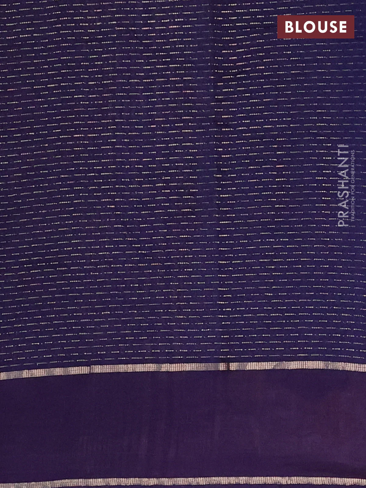 Semi chanderi saree dark blue with allover zari weaves and floral embroidery border - Image 4