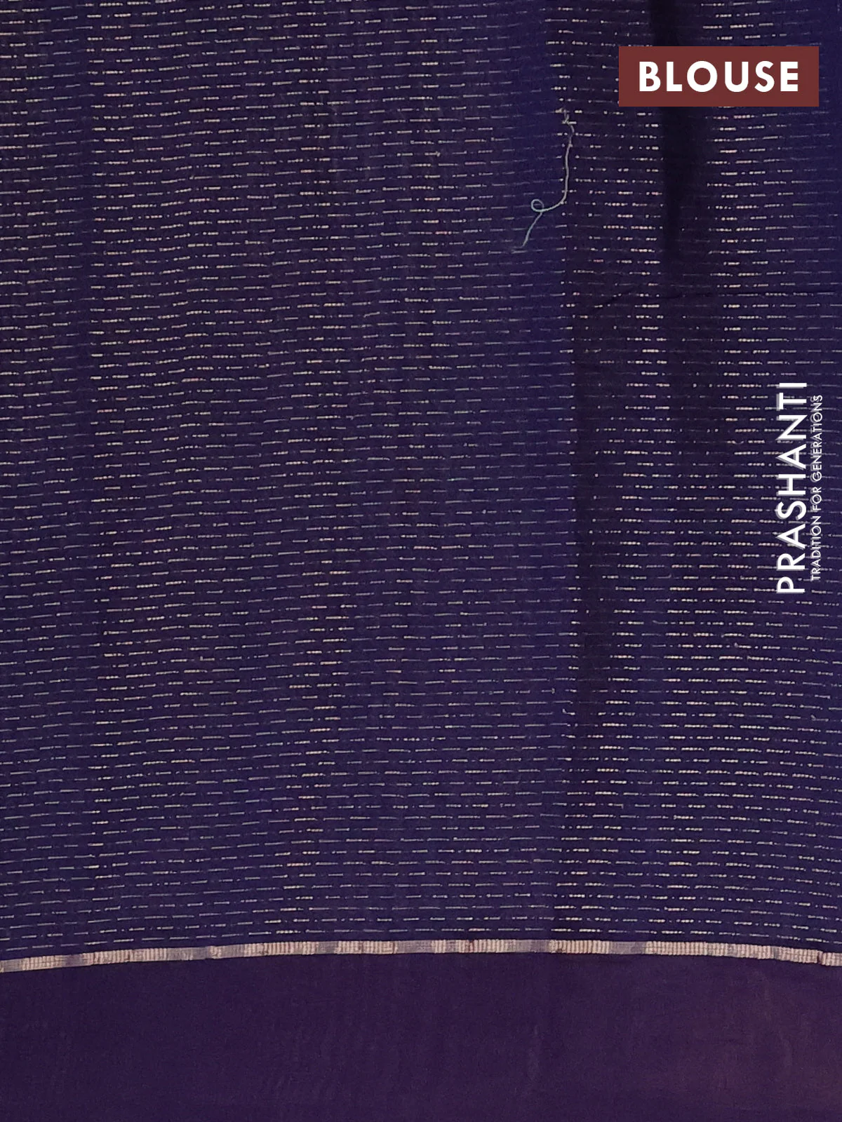 Semi chanderi saree dark blue with allover zari weaves and floral embroidery border - Image 4