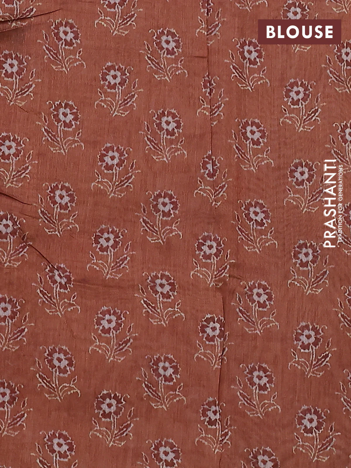 Semi chanderi saree dark mustard with allover prints and embroidery pallu - Image 3