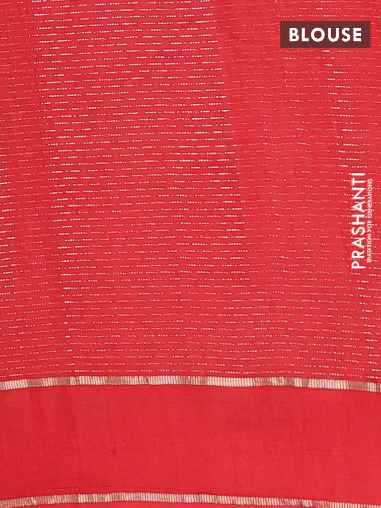 Semi chanderi saree deep maroon and red with allover zari weaves and embroidery zari border - Image 4