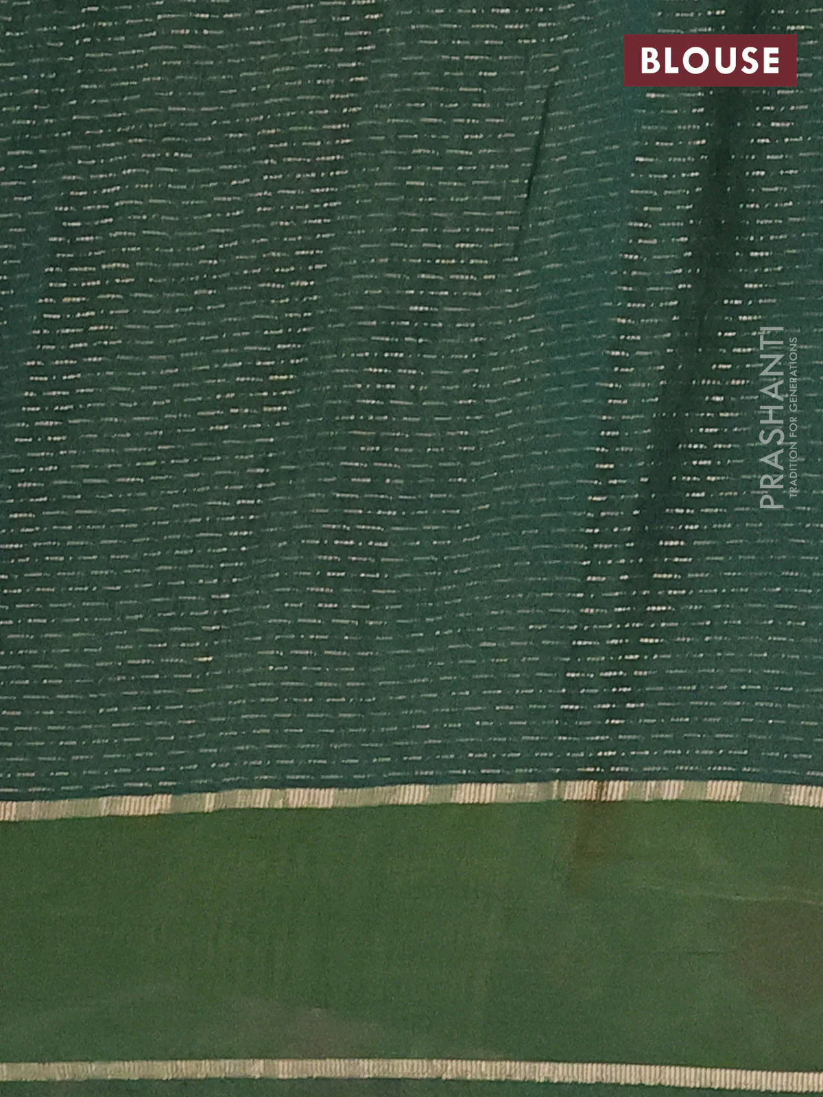 Semi chanderi saree green with allover zari weaves and floral embroidery border - Image 4