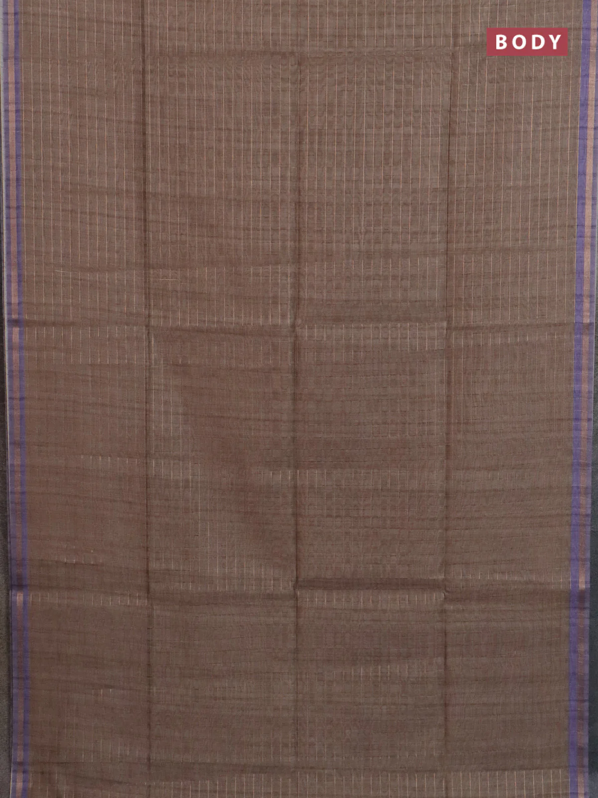 Semi chanderi saree grey shade and lavender with allover zari woven checked pattern and kalamkari printed pallu - Image 2