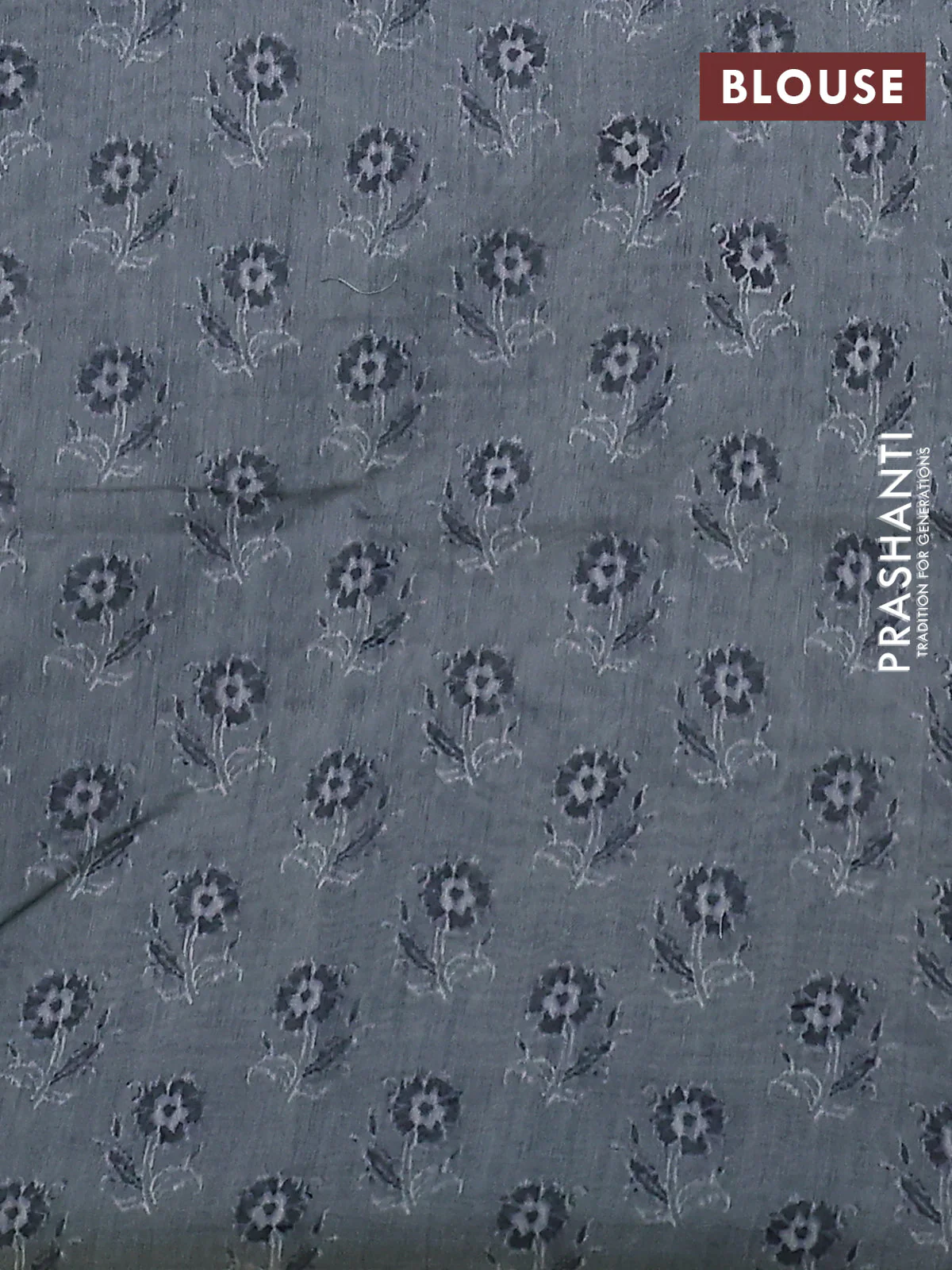 Semi chanderi saree greyish green with allover prints and embroidery pallu - Image 3