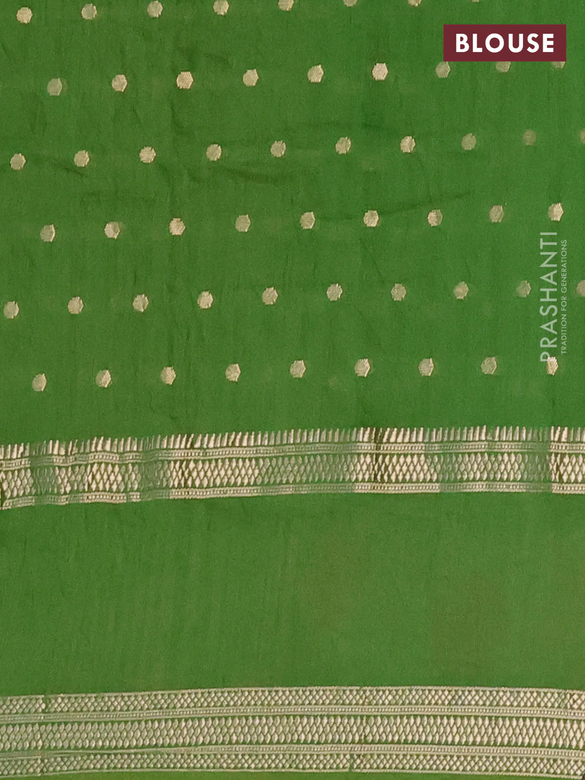 Semi chanderi saree light green with allover zari woven buttas and floral embroidery border - Image 4