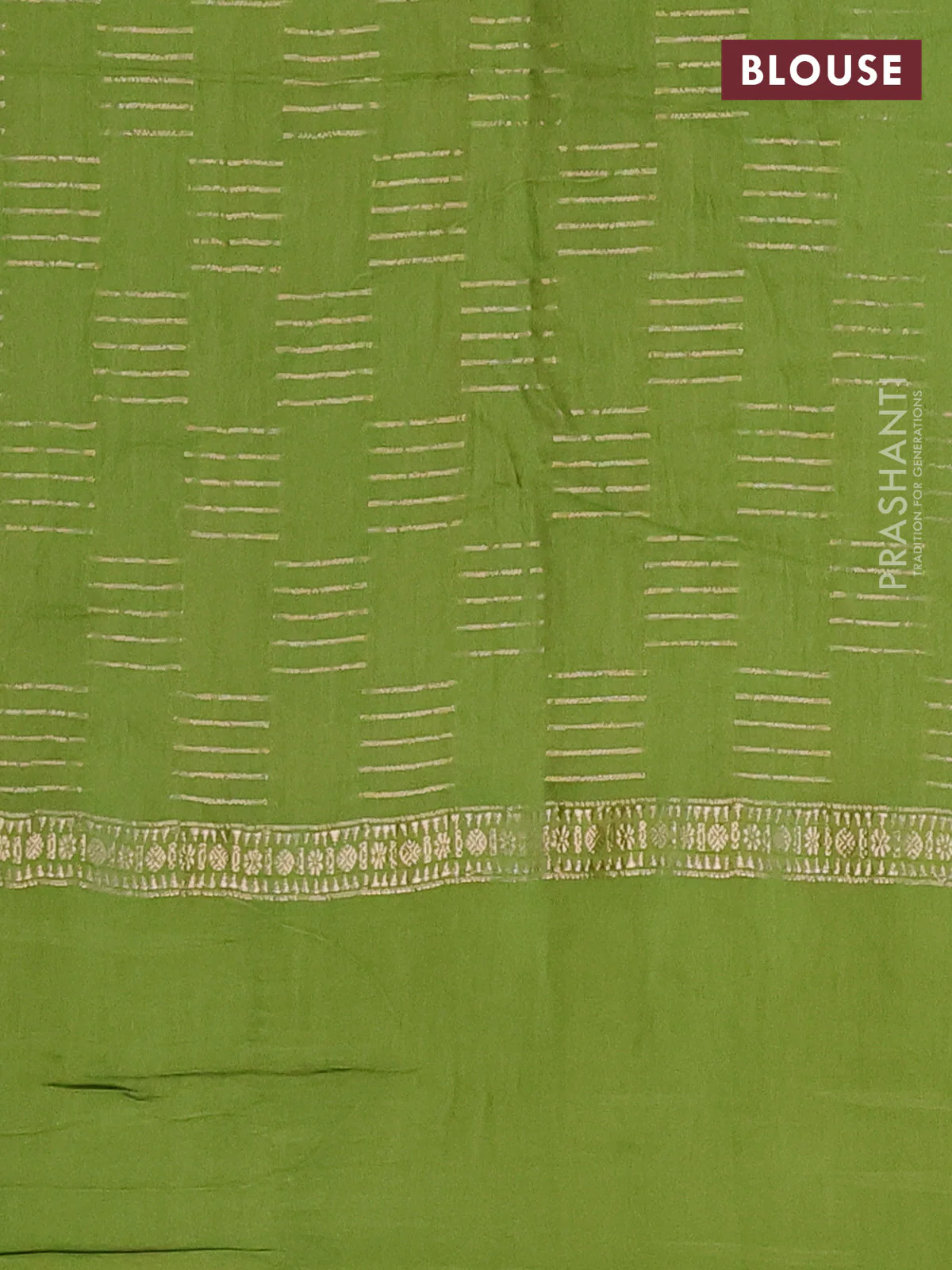 Semi chanderi saree light green with allover zari woven geometric weaves and pichwai embroidery border - Image 4