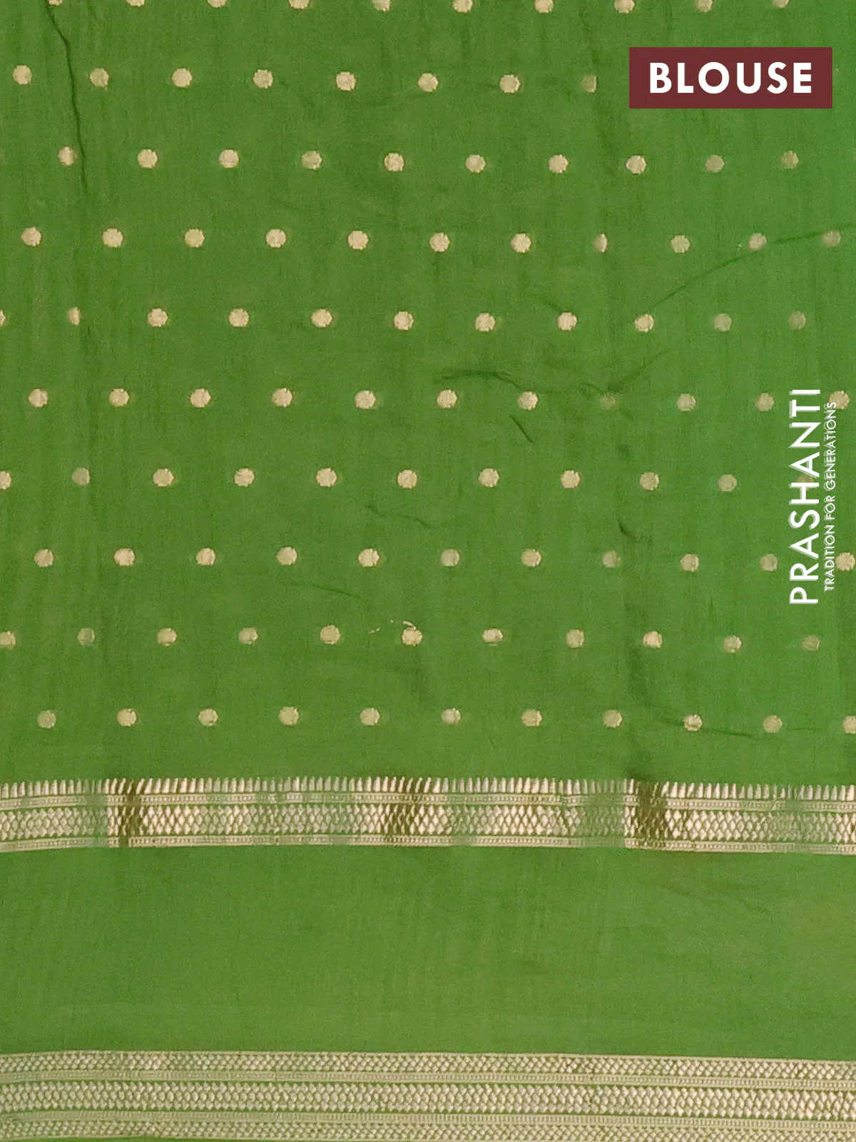 Semi chanderi saree light green with zari woven buttas and floral embroidery border - Image 4
