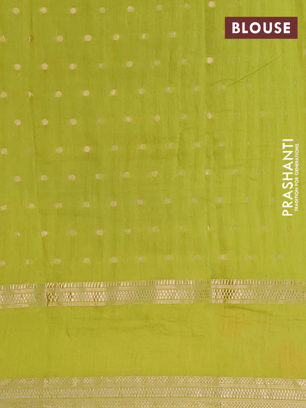 Semi chanderi saree light green with zari woven buttas and floral embroidery border - Image 4