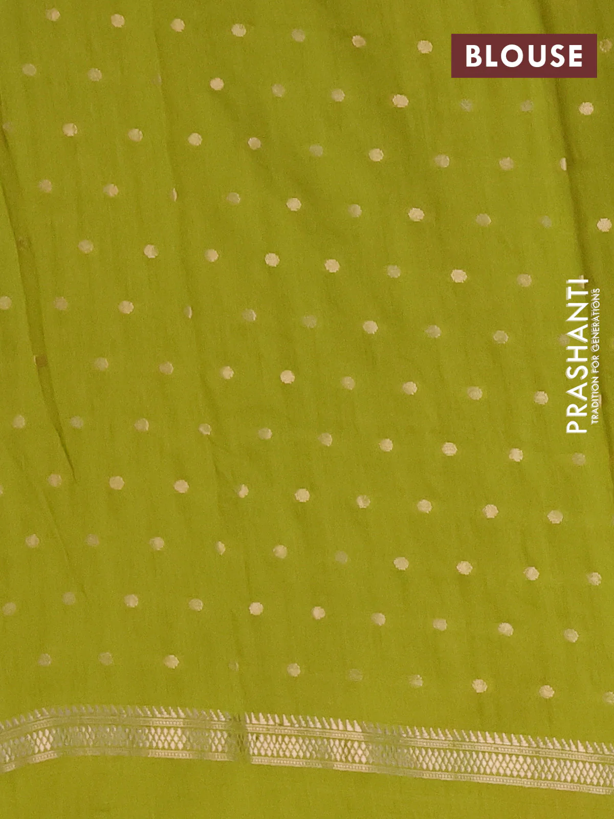 Semi chanderi saree light green with zari woven buttas and floral embroidery border - Image 4