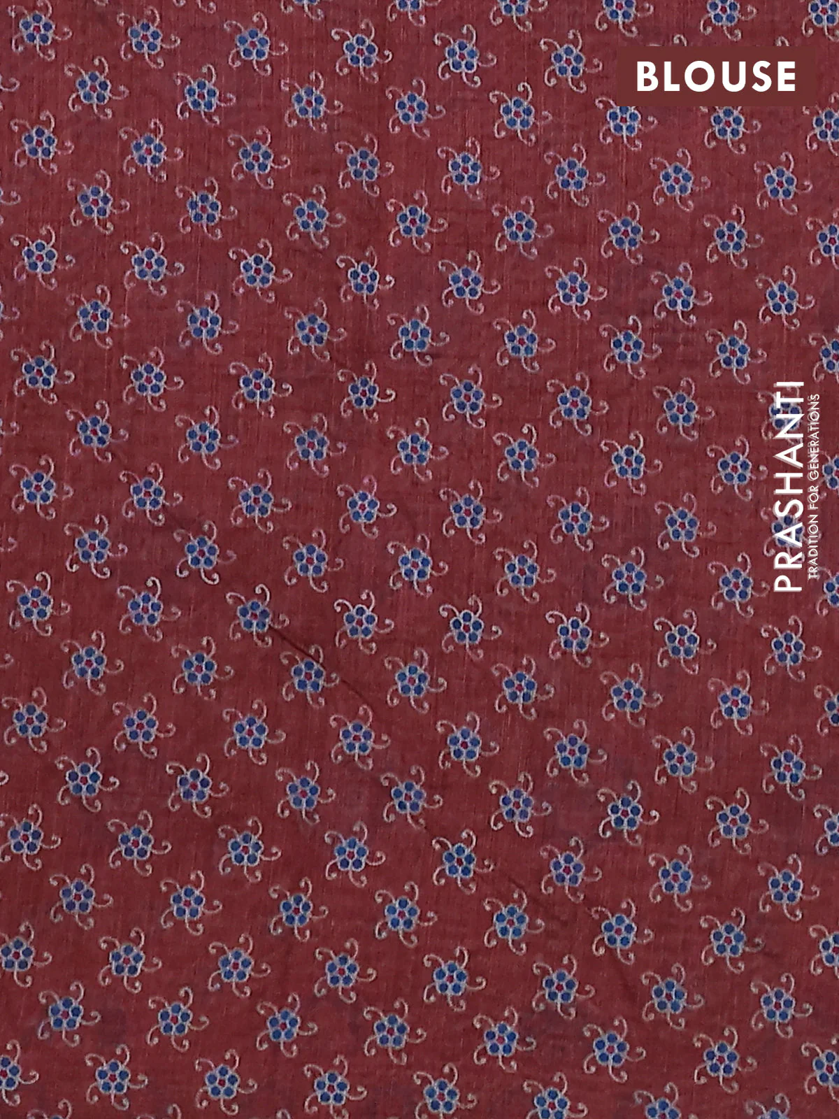 Semi chanderi saree maroon with allover prints and embroidery pallu - Image 3