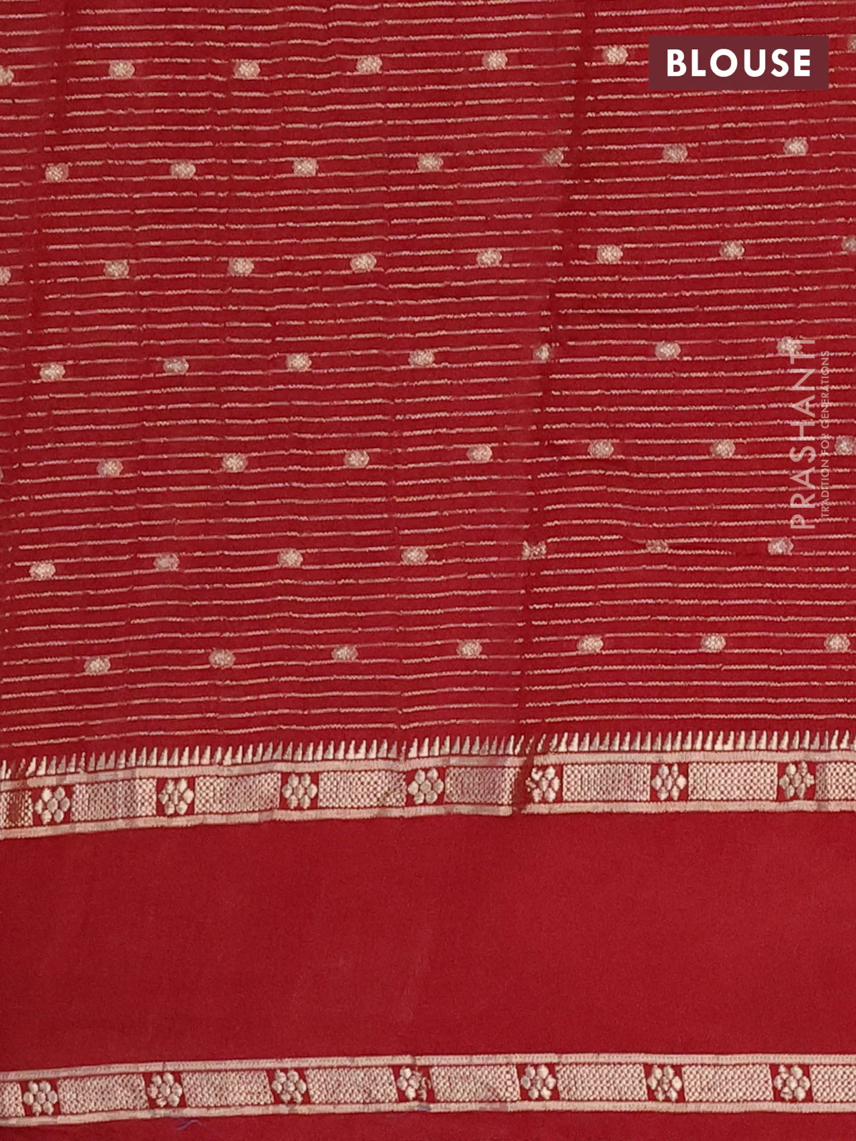 Semi chanderi saree maroon with allover zari weaves & buttas and embroidery border - Image 4