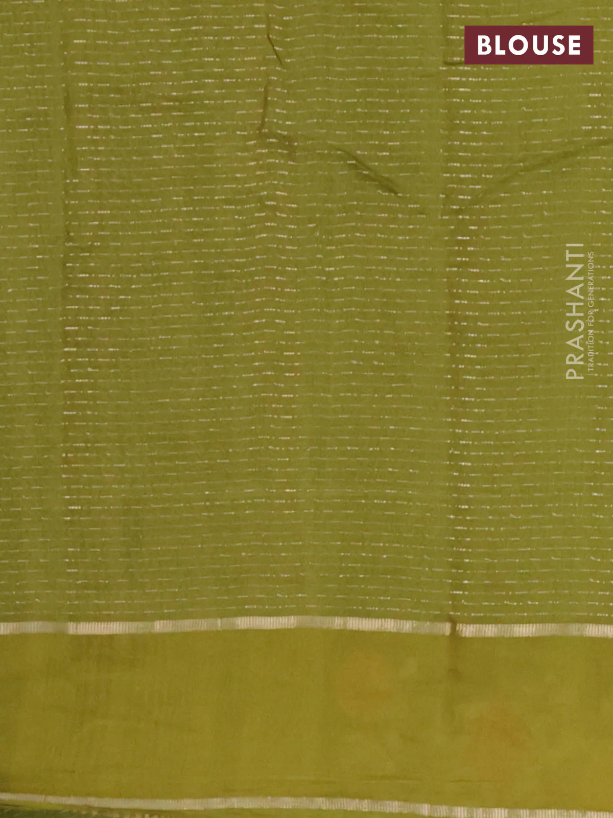 Semi chanderi saree mehendi green with allover zari weaves and floral embroidery border - Image 4