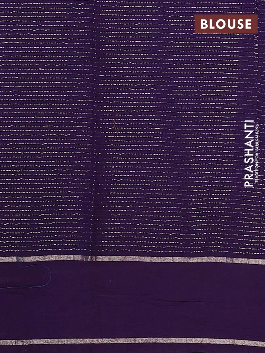 Semi chanderi saree pastel green and violet with allover zari weaves and embroidery zari border - Image 4