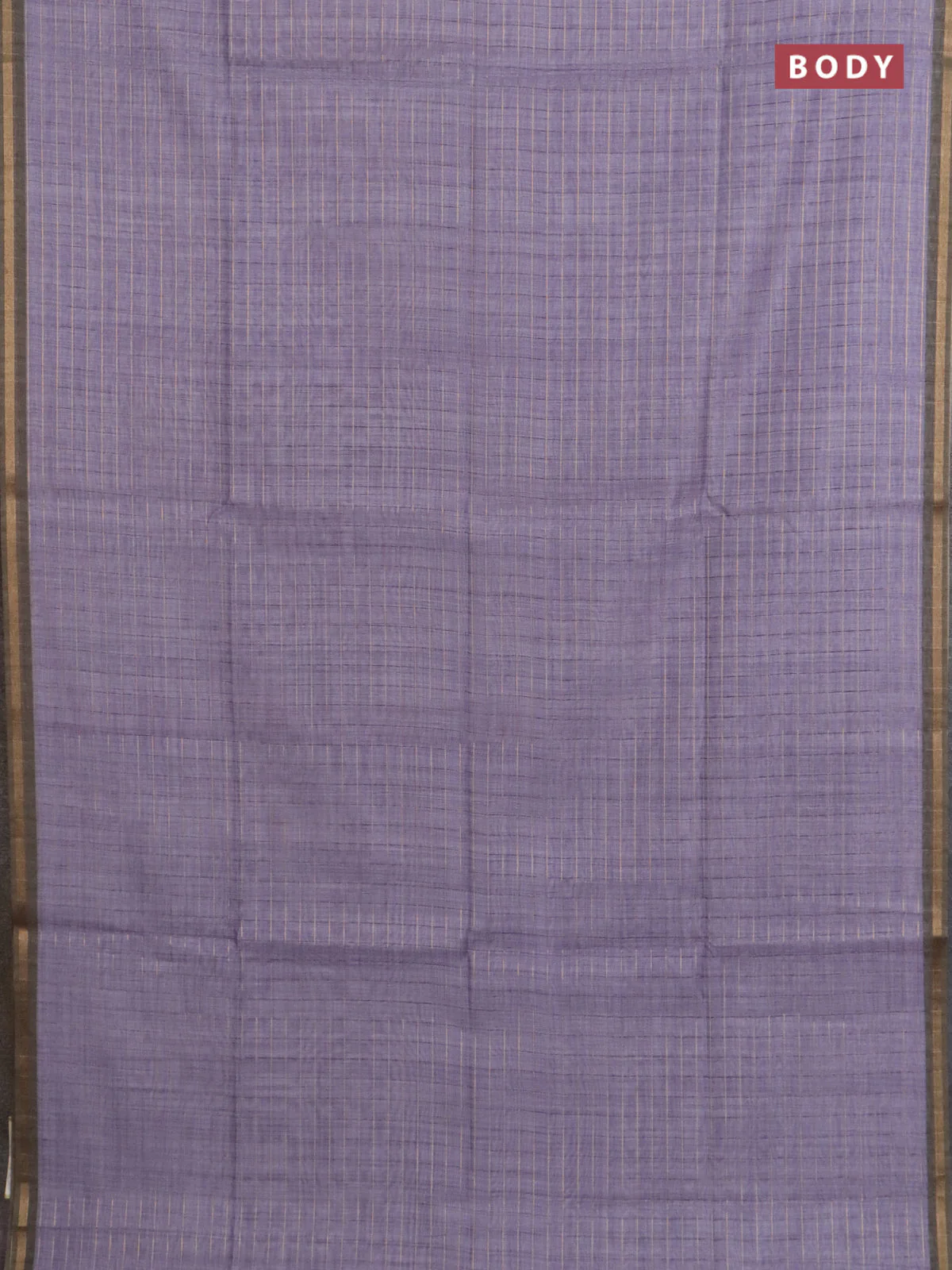 Semi chanderi saree pastel lavender and sap green with allover zari woven checked pattern and kalamkari printed pallu - Image 2