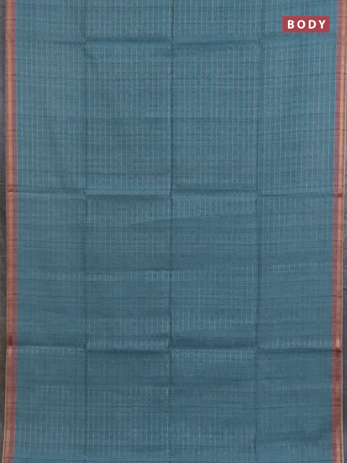 Semi chanderi saree peacock green shade and brown with allover zari woven checked pattern and kalamkari printed pallu - Image 2