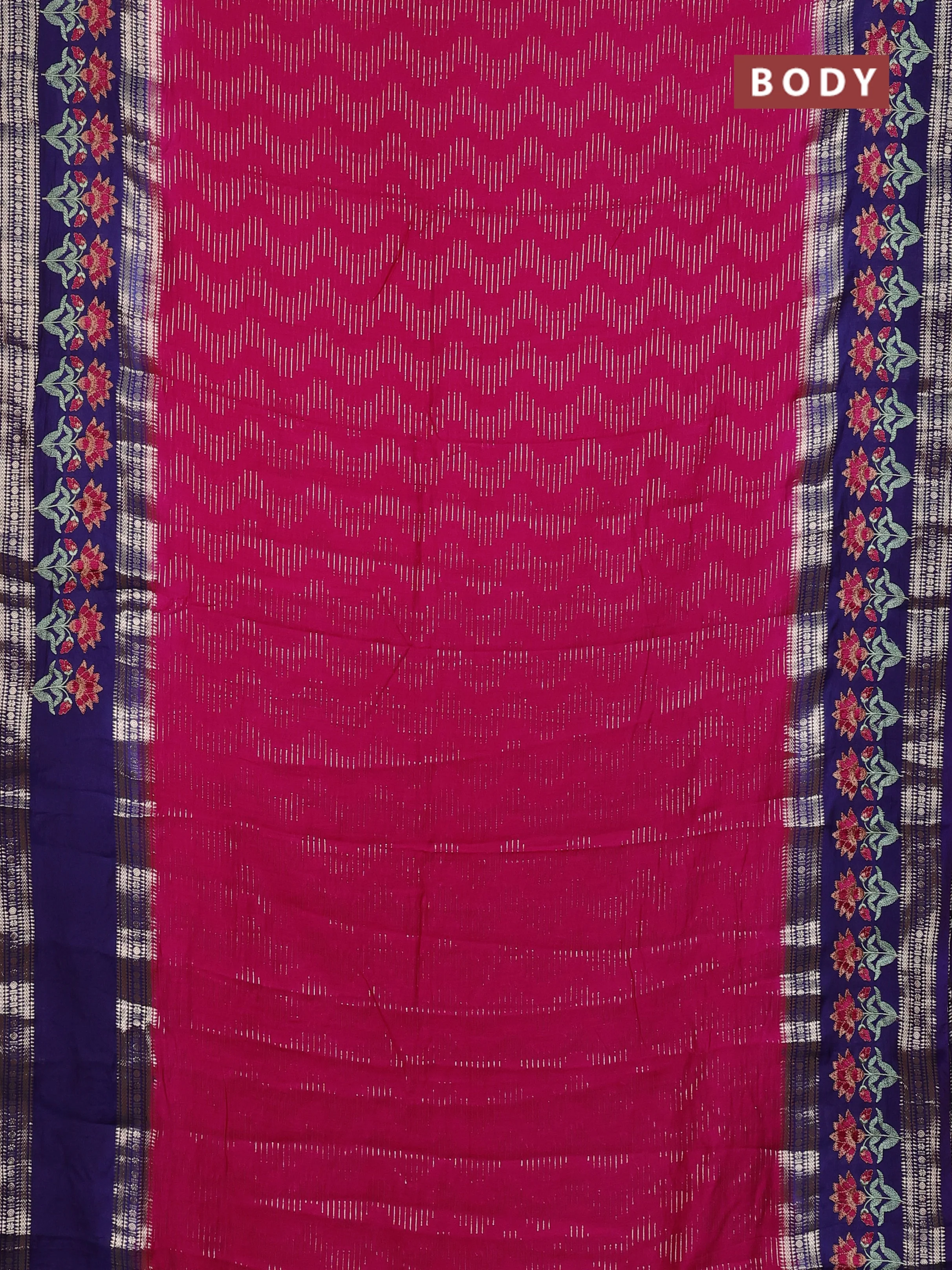 Semi chanderi saree pink and violet with allover zari weaves and embroidery zari border - Image 2