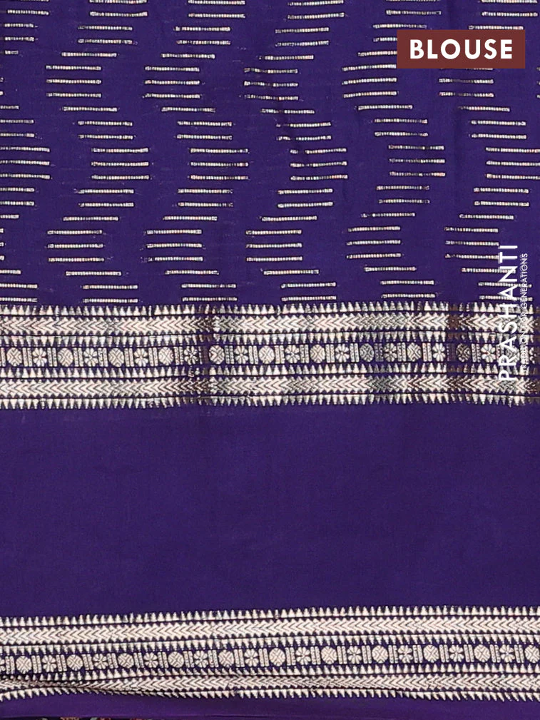 Semi chanderi saree pink and violet with allover zari weaves and embroidery zari border - Image 4
