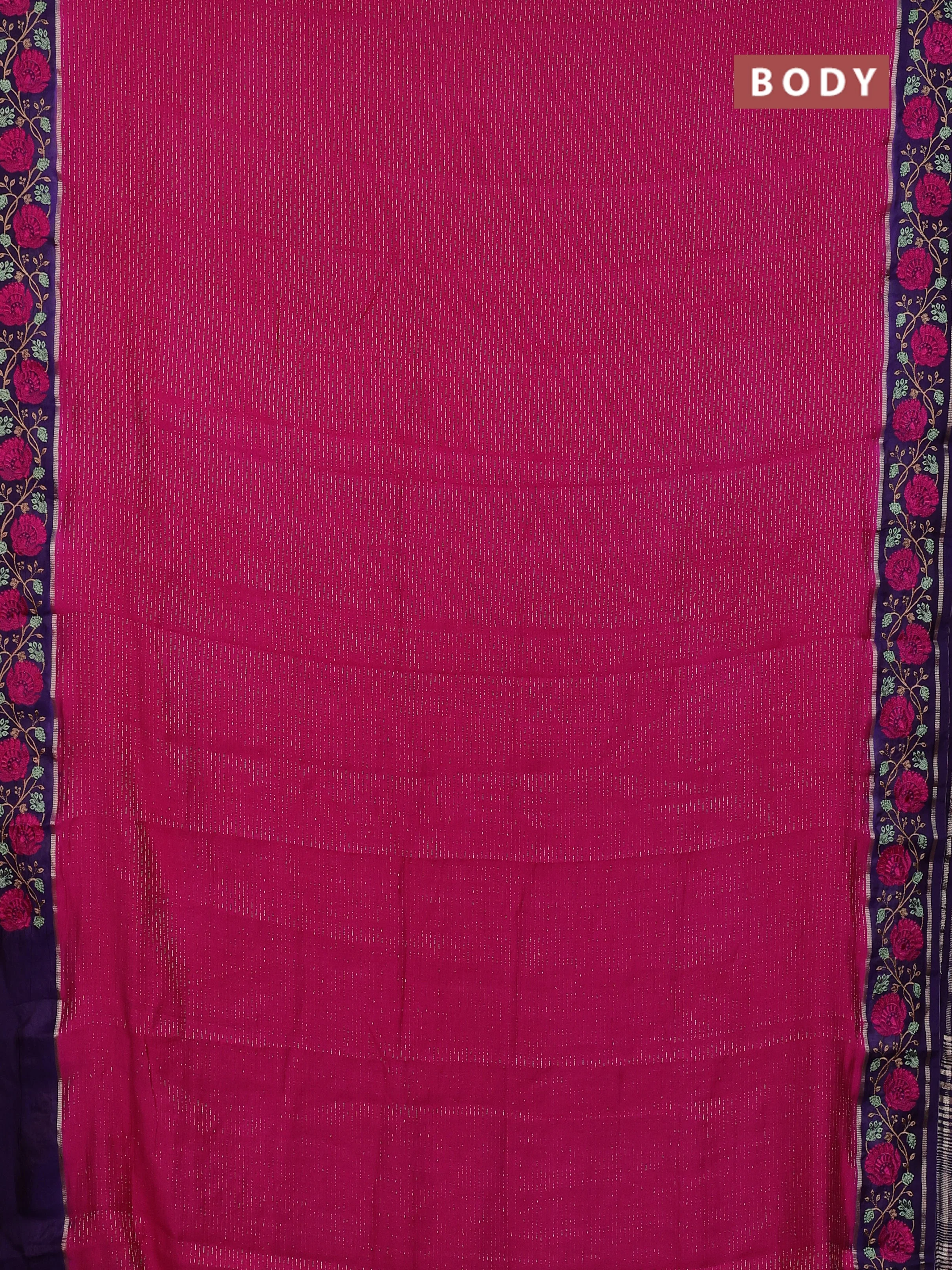 Semi chanderi saree pink and violet with allover zari weaves and embroidery zari border - Image 2