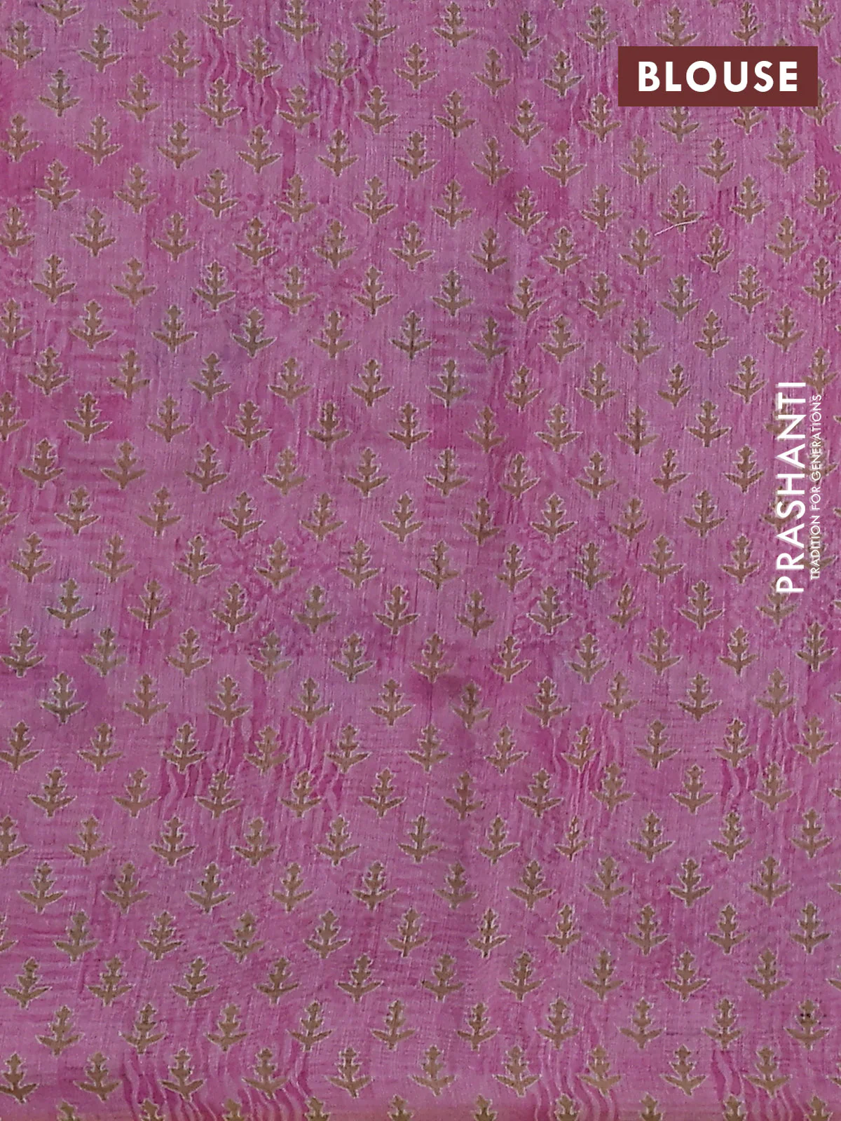 Semi chanderi saree pink with allover prints and embroidery pallu - Image 3