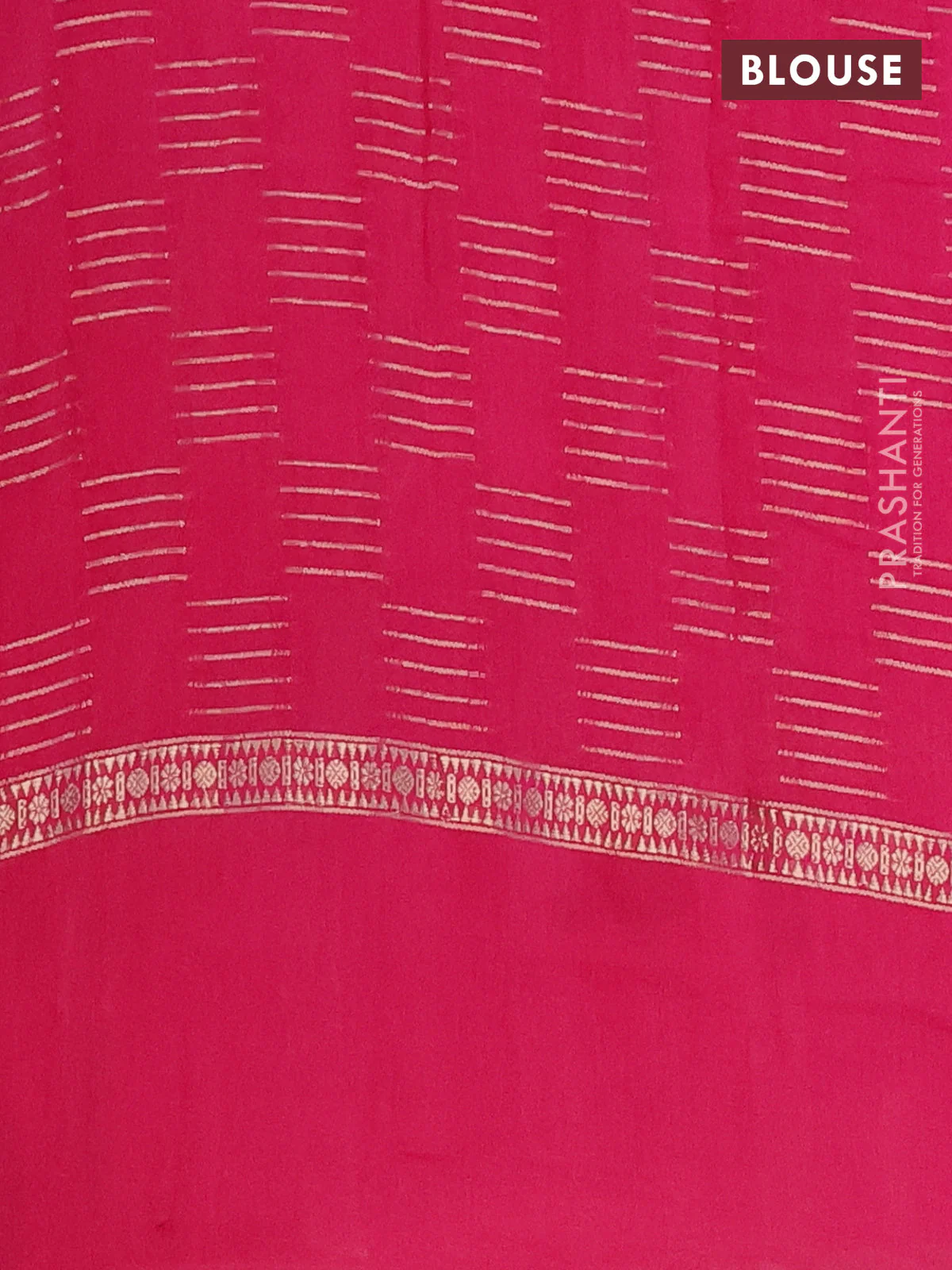 Semi chanderi saree pink with allover zari weaves and embroidery border - Image 4