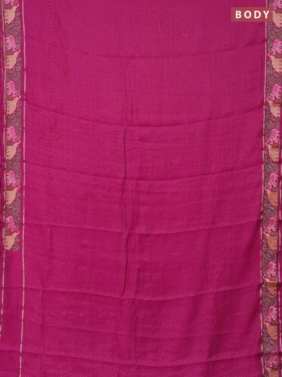 Semi chanderi saree pink with allover zari weaves and floral embroidery border - Image 2