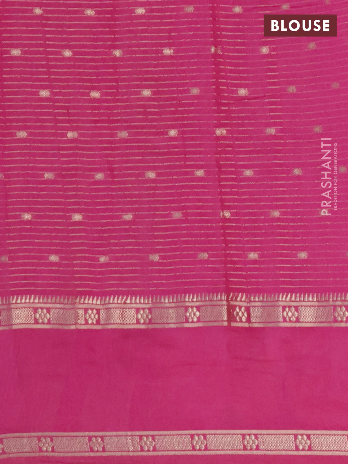 Semi chanderi saree pink with allover zari weaves & buttas and embroidery border - Image 4