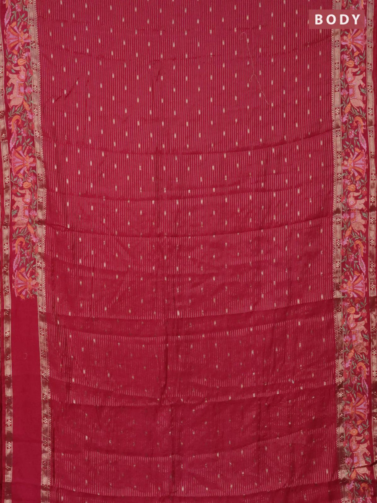 Semi chanderi saree pink with allover zari weaves & buttas and embroidery border - Image 2
